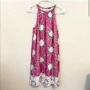 DIANE VON FURSTENBERG Floral Geometric Mini Dress Spring Sleeveless Pink White